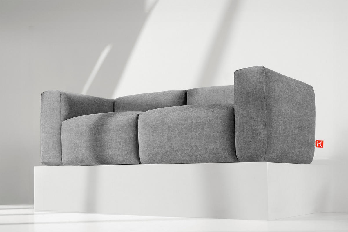 2,5-SITZER-MODULSOFA BUFFO mit extrem weicher und bequemer Sitzfläche, Gewebestoff, hell aschfahl - Hellgrau/Grau, Textil (250/73/96cm) - KONSIMO®