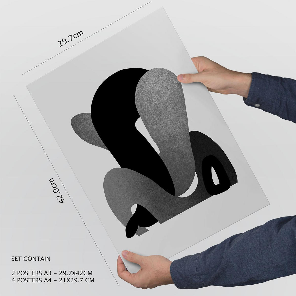 POSTER Set Mit 6 Bent Body Abstrakte Liebhaber Größe A3 & A4 Rahmenlos - Klar, Papier (29.7/1cm) - Nacnic