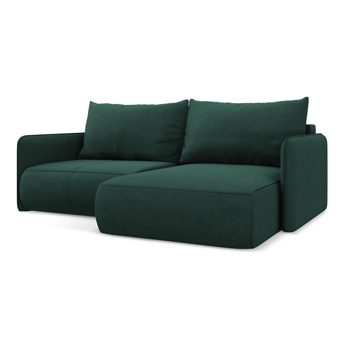 ECKSOFA mit Schlaffunktion Strukturstoff Stoff Grün - Dunkelgrün/Schwarz, Kunststoff/Textil (207/148cm) - LaMiaSofa