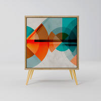 SIDEBOARD CIRCULAR RHAPSODY, Eichefarben, 57,5x42x75,5 cm, Goldfarbene Metallfüße - Eichefarben/Goldfarben, Holzwerkstoff/Metall (57.5/75.5/42cm) - SpaceRebels