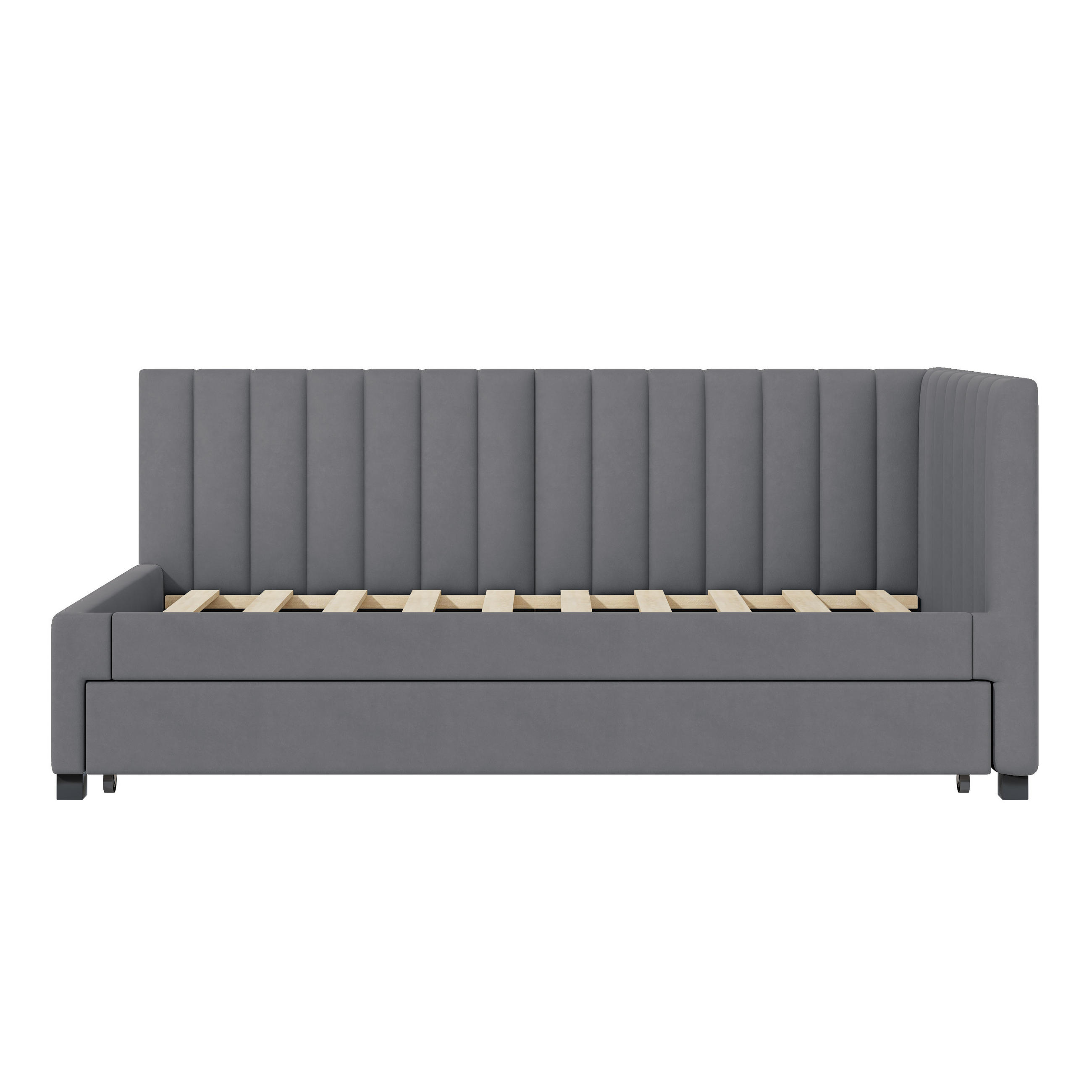 TAGESBETT mit Ausziehbett 90x200 cm Samt Grau - Grau, Metall (90/200cm) - Meubliv