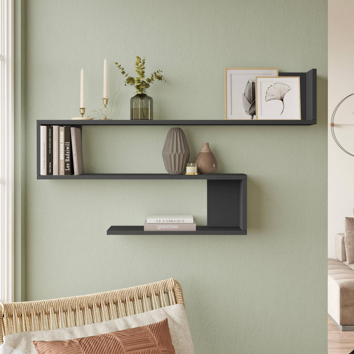 WANDREGAL Dunkelgrau 120/14,5/71,5 cm - Anthrazit/Grau, Holzwerkstoff (71.4/14.5/120cm) - Mobili Rebecca