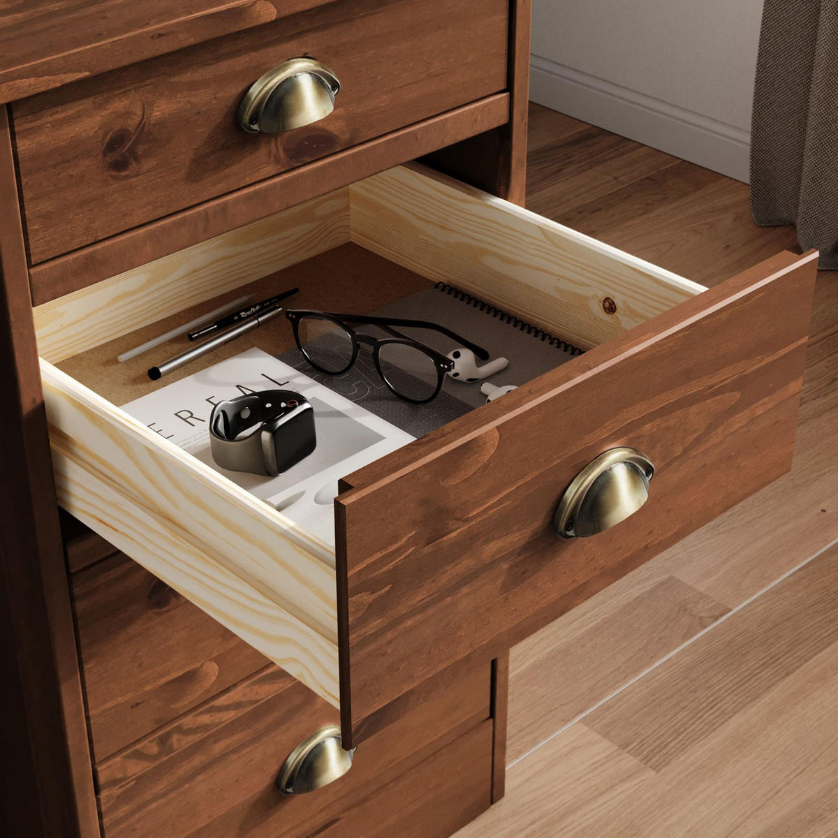 SCHREIBTISCH LANA - Kastanienfarben, Holz (54/114/76cm) - IDIMEX