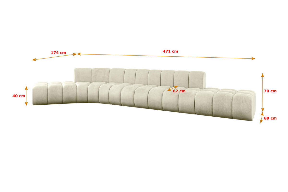 ECKSOFA modulares Sofa Solven-L2 - 471x174x70 cm Beige - Beige, Holzwerkstoff/Textil (471/174cm) - ALTDECOR