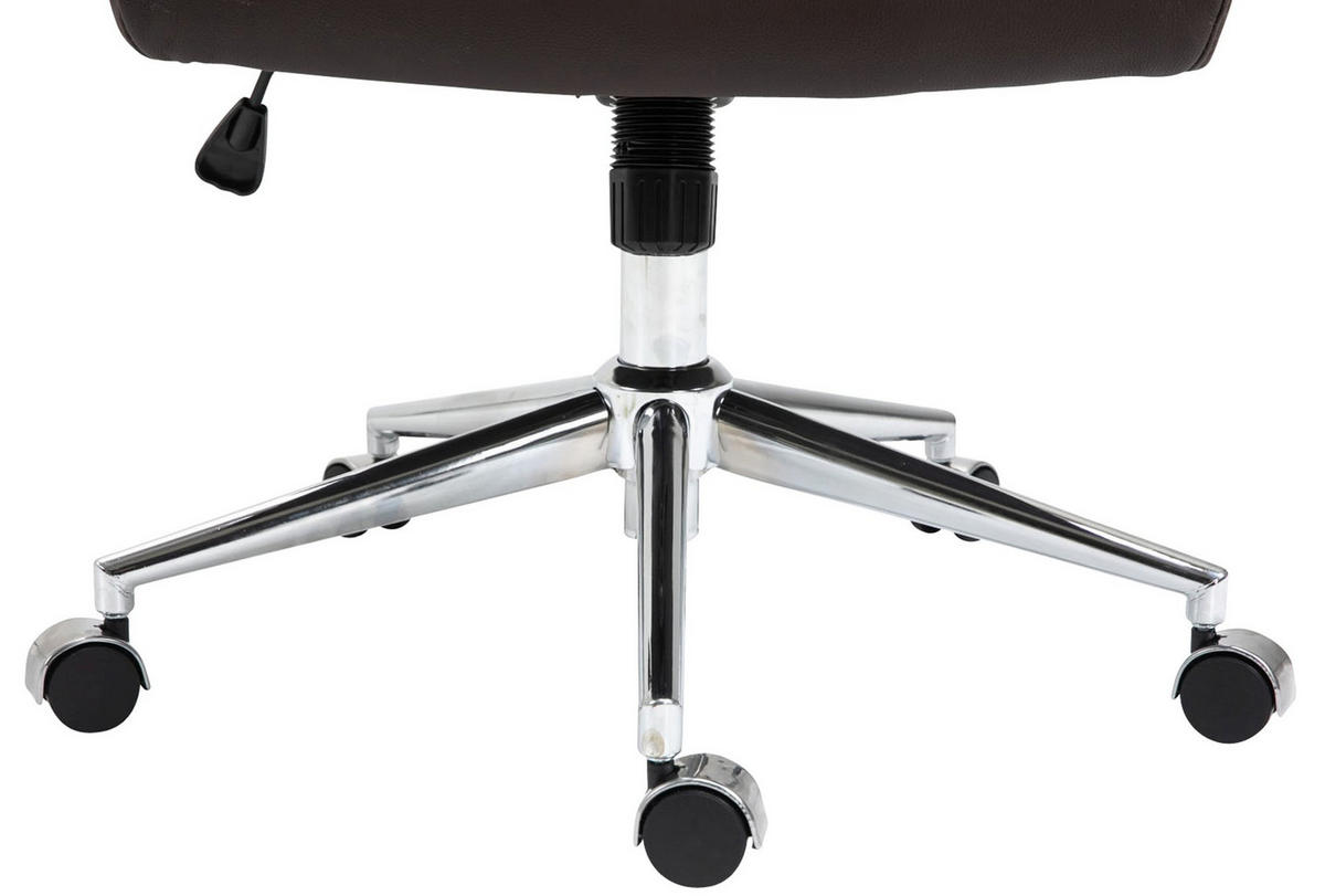 KONTORSSTOL Kolumbus äkta läder - Kromfärg/Brun, Läder/Metall (58/105/66cm) - CLP