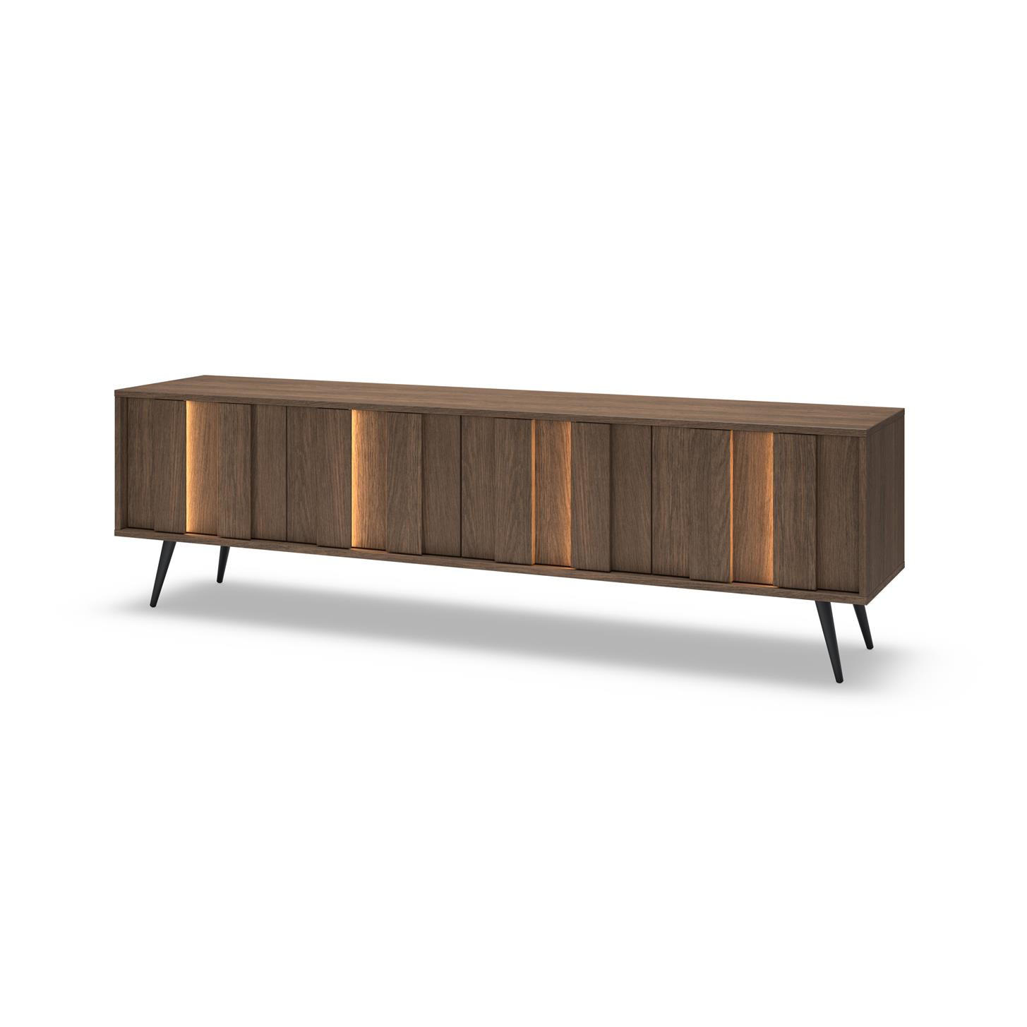 RTV-SCHRANK Faro, viertüriger mit LED - Eichefarben, Holzwerkstoff (183/54/40cm) - Bettso