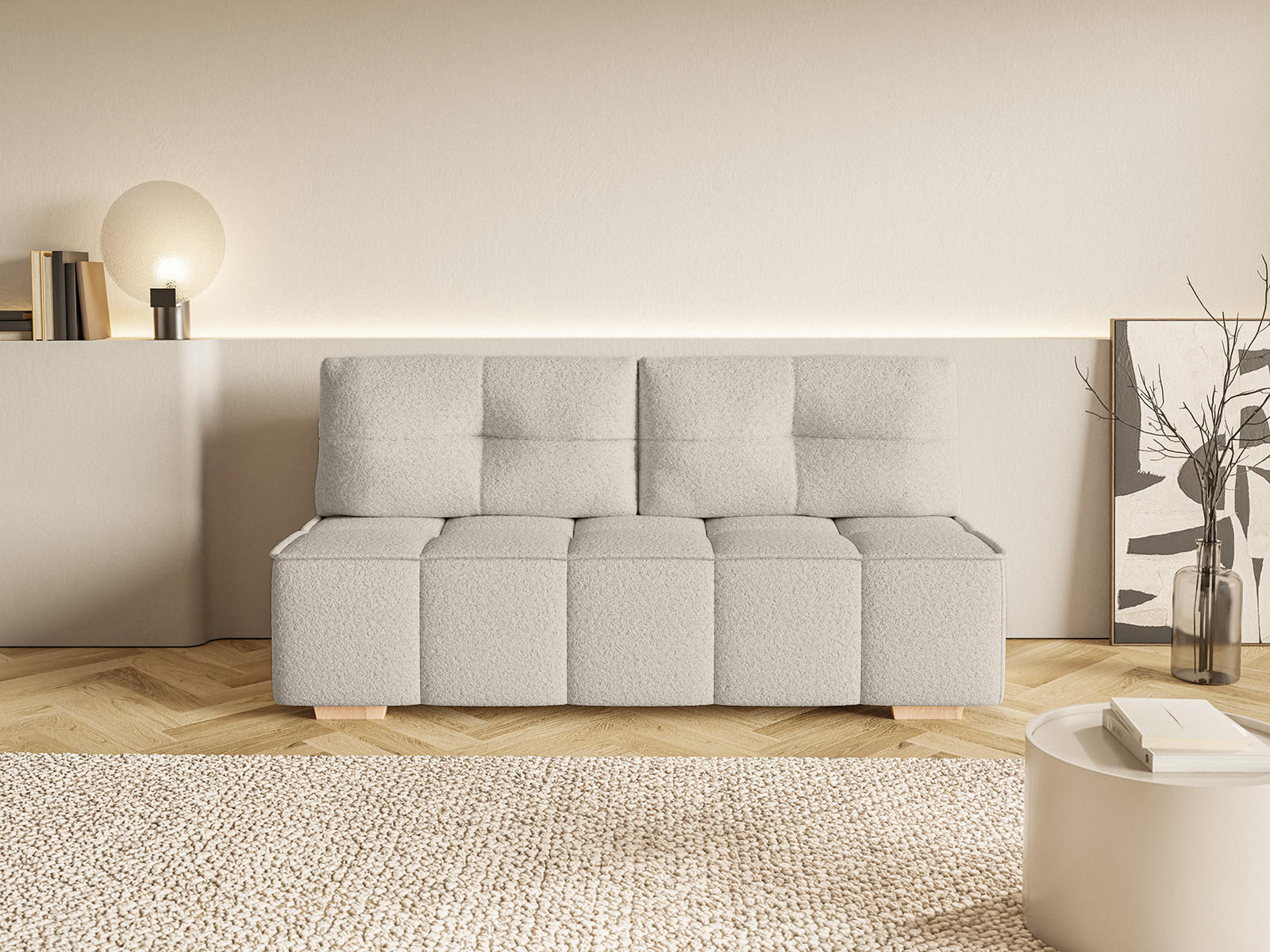 SOFA Miia mit Schlaffunktion, Beige - Beige, Textil (196/90/85cm) - Fedve
