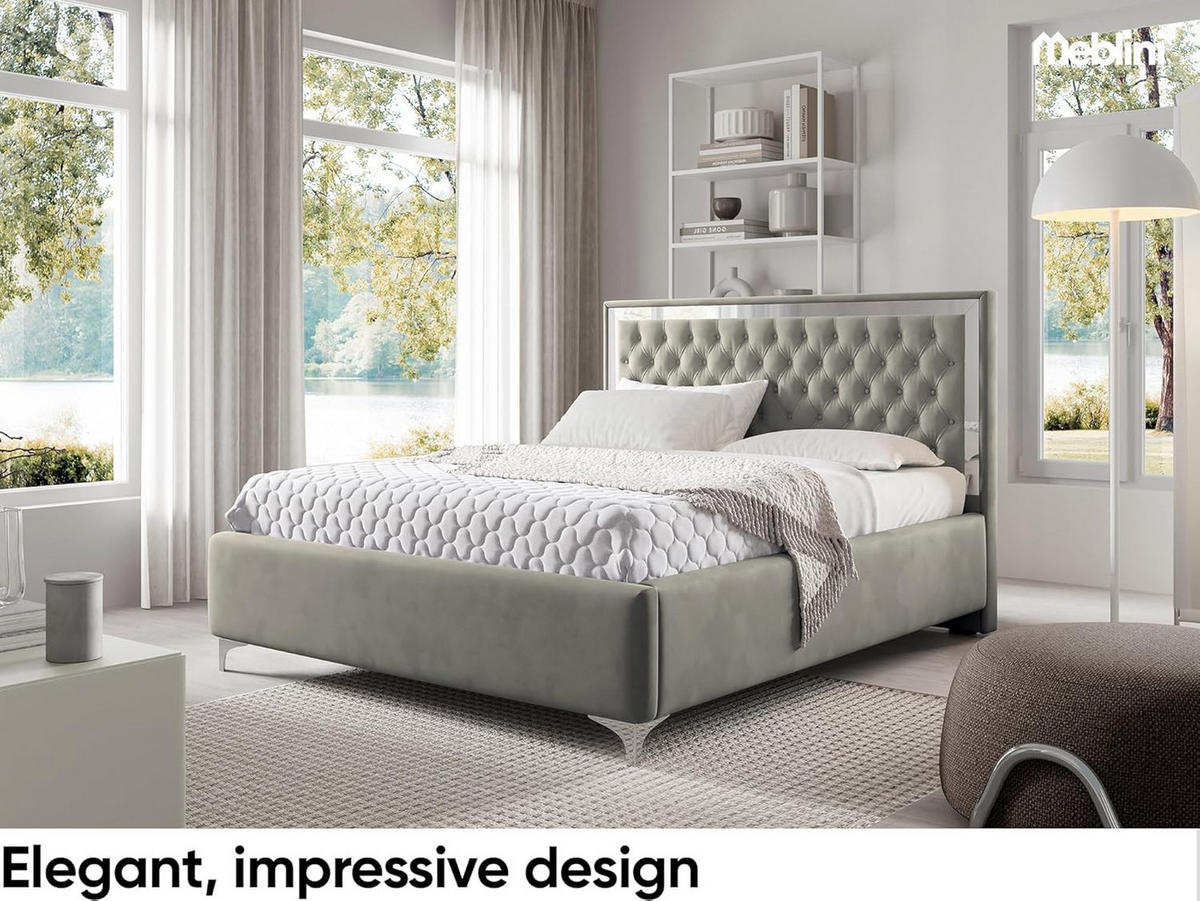 POLSTERBETT ARONA - Grau, Textil (120/200cm) - Meblini