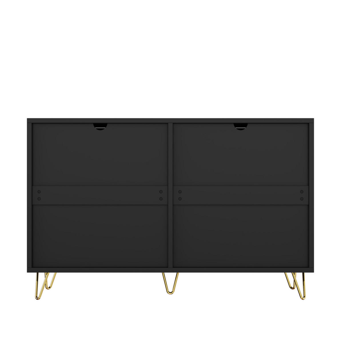 KOMMODE 120/77/40 cm Schwarz und Gold aus Spanplatte mit 6 Schubladen - Schwarz, Holzwerkstoff (40/77/120cm) - OKMYHOME
