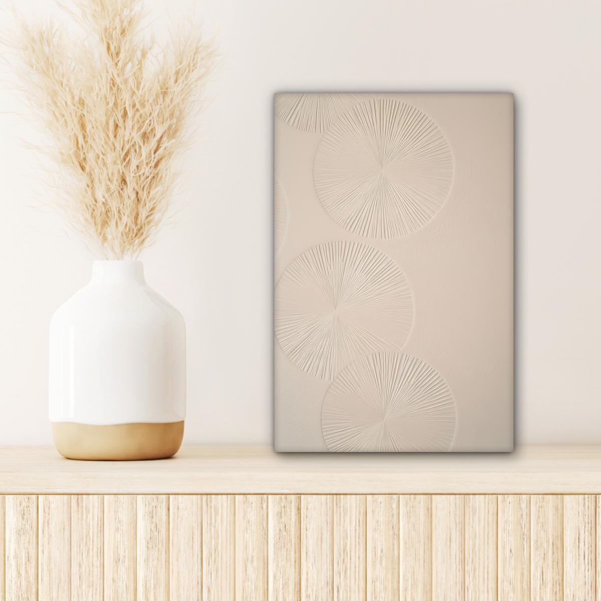 LEINWANDBILD Japandi - Beige - Modern 20x30 cm - Ecru, Textil (20/30cm) - MuchoWow