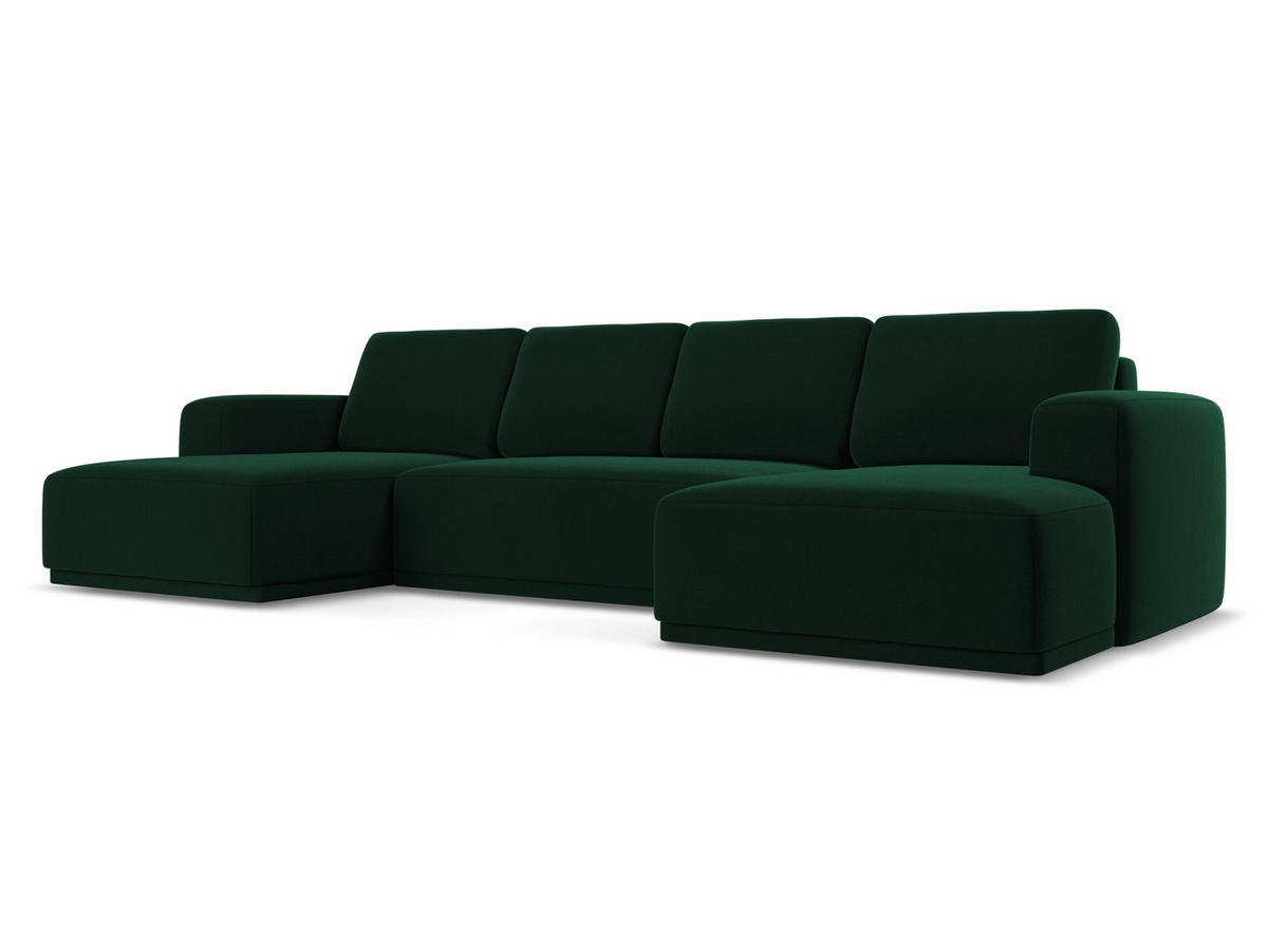 WOHNLANDSCHAFT Samt Stoff Grün - Dunkelgrün/Schwarz, Kunststoff/Textil (333/91/160cm) - Makamii