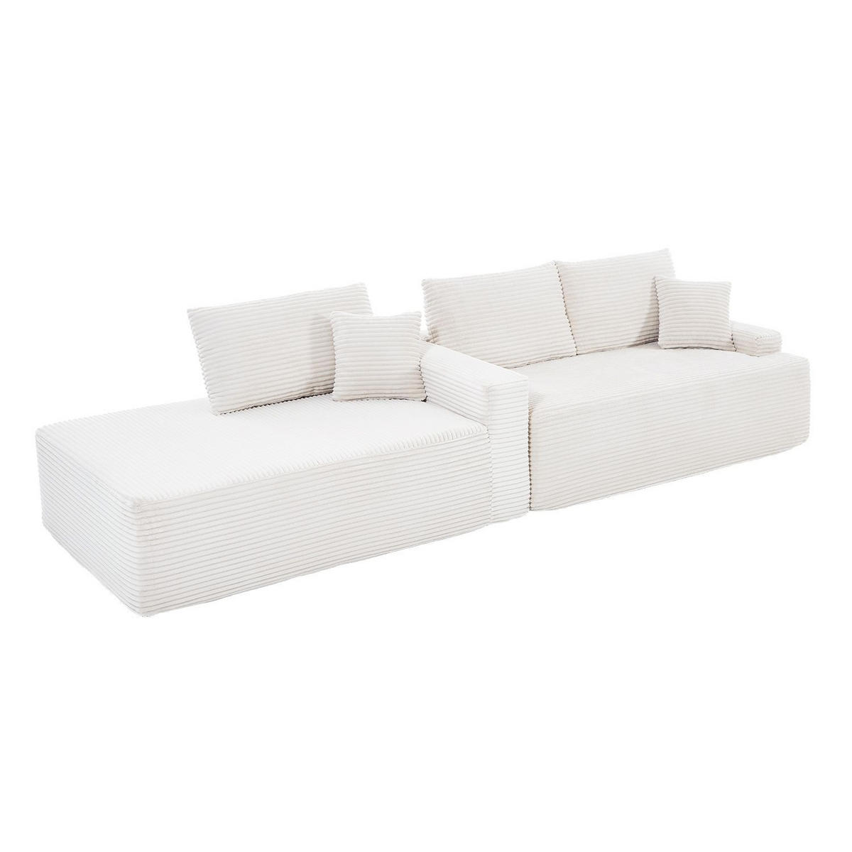 SOFA Coredo creme Cord - Creme, Textil (155/250cm) - Juskys
