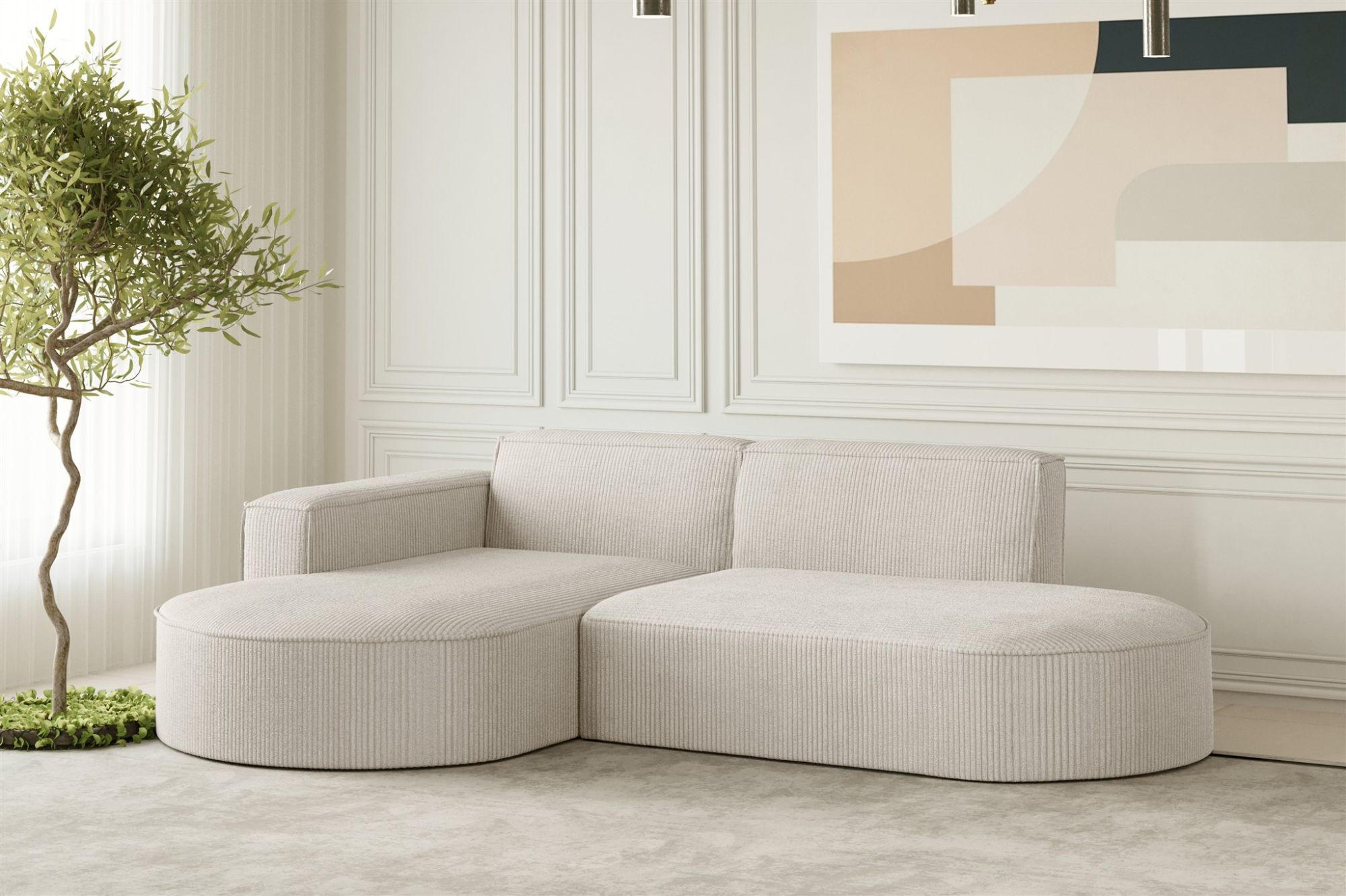 ECKSOFA Palma Xs In Scala - Beige, Holzwerkstoff/Textil (236/165cm) - Fun Möbel