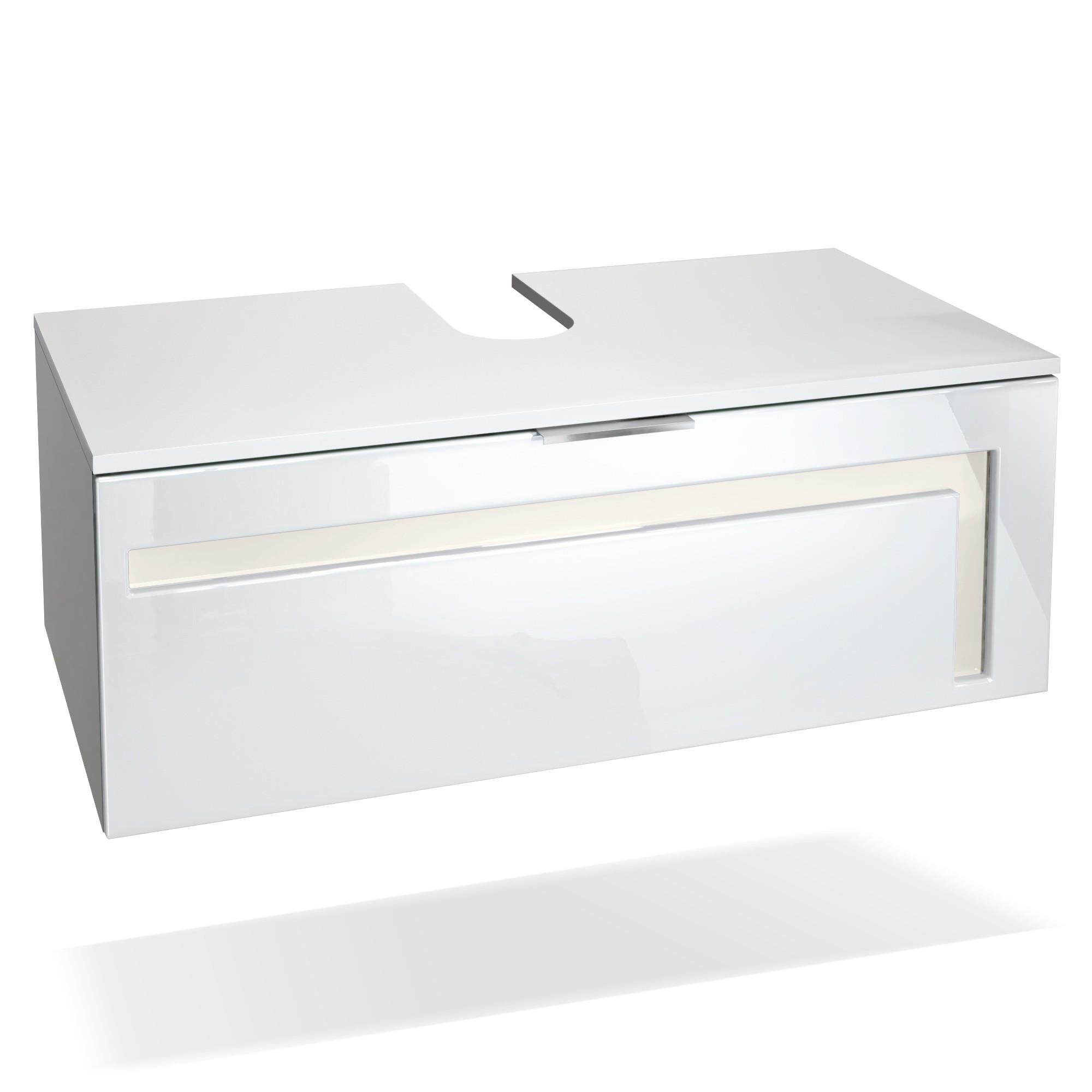 WASCHBECKENUNTERSCHRANK Aloha Absetzungen in Creme Hochglanz - Creme, Holzwerkstoff (96/36/51cm) - Vladon