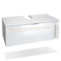 WASCHBECKENUNTERSCHRANK Aloha Absetzungen in Creme Hochglanz - Creme, Holzwerkstoff (96/36/51cm) - Vladon