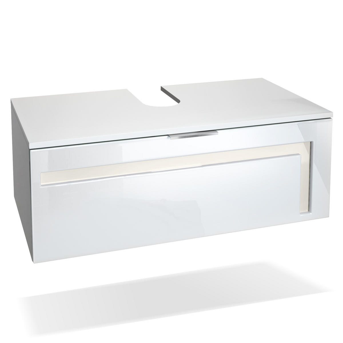 WASCHBECKENUNTERSCHRANK Aloha Absetzungen in Creme Hochglanz - Creme, Holzwerkstoff (96/36/51cm) - Vladon