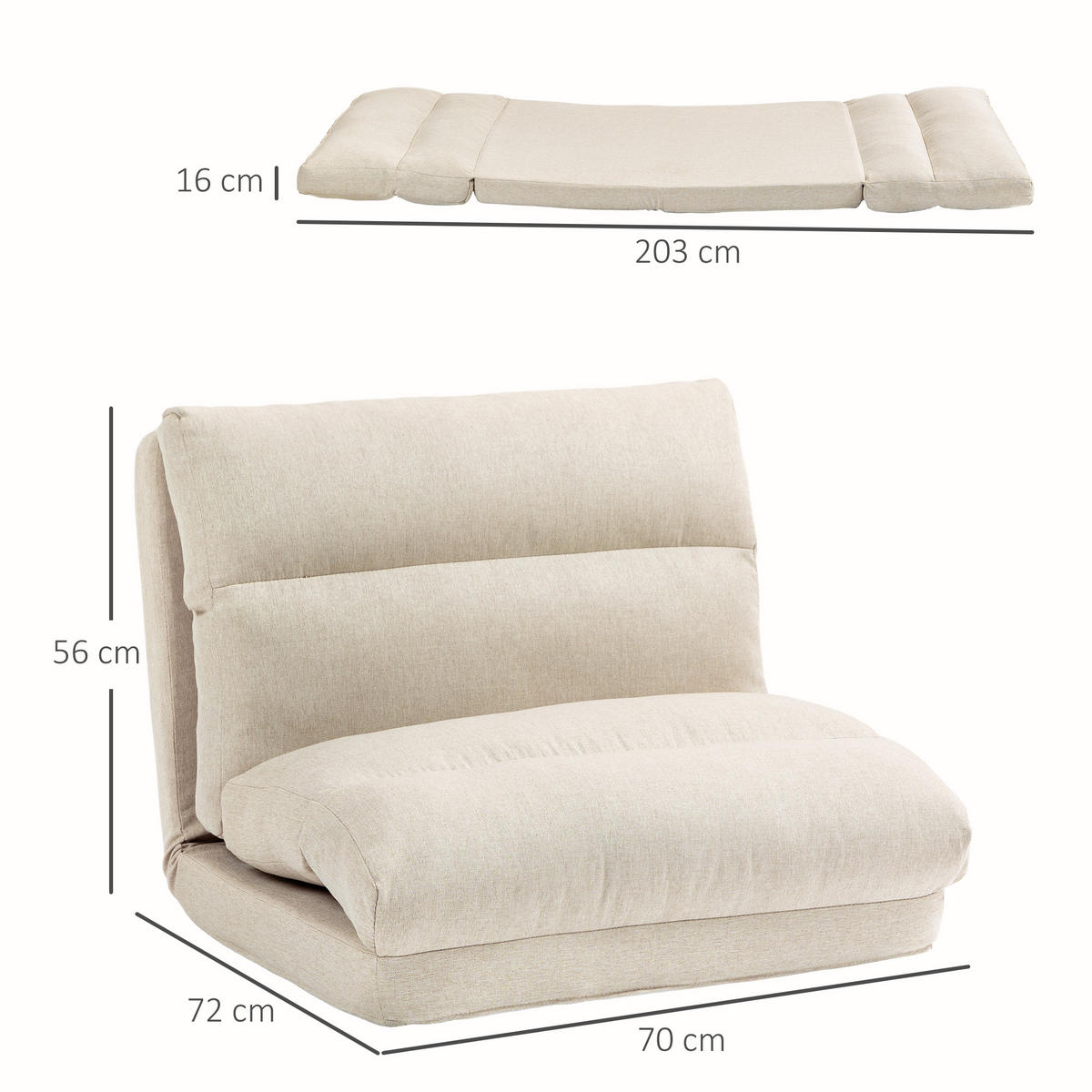 SCHLAFSESSEL Beige - Beige, Textil/Metall (72/56/70cm) - HOMCOM