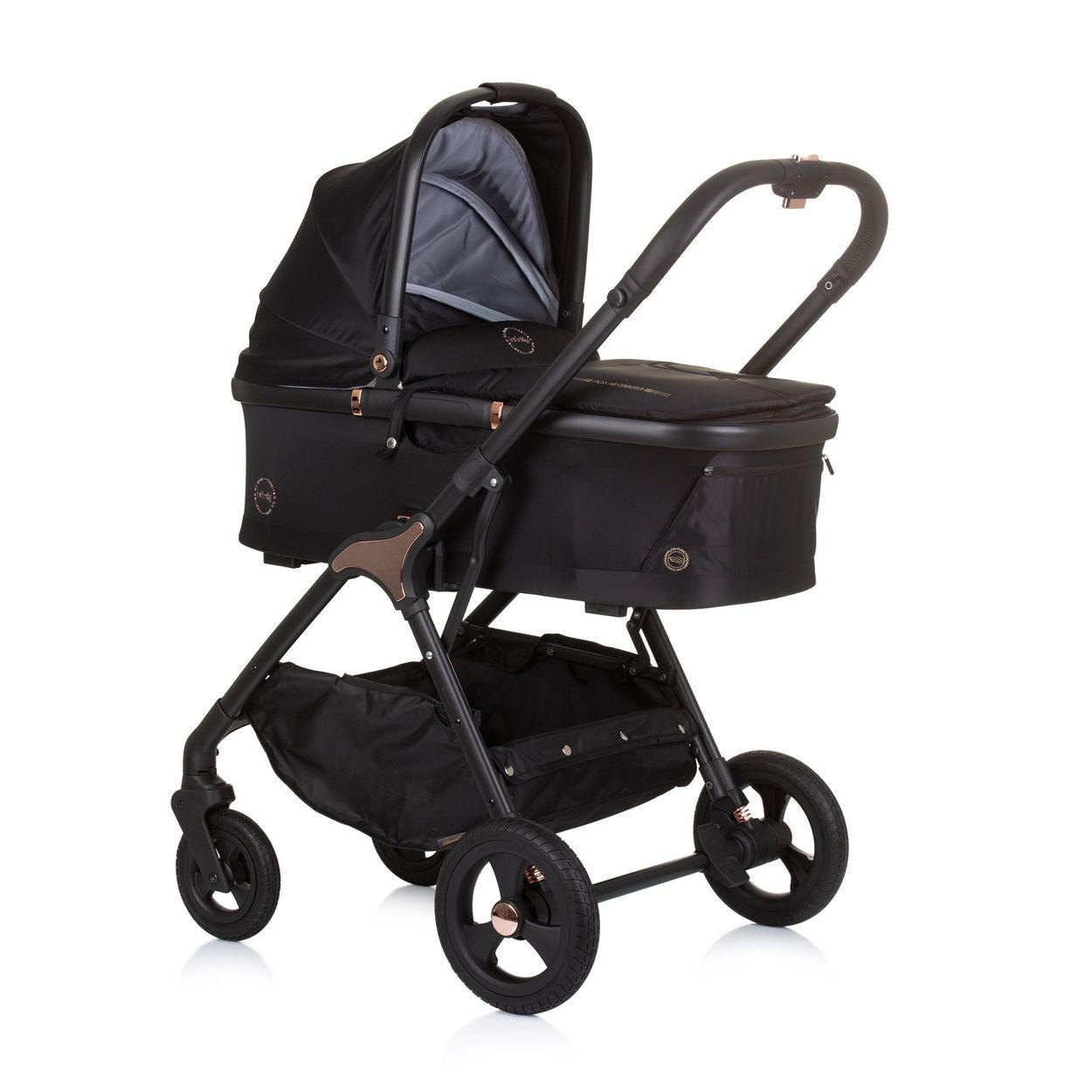 KOMBIKINDERWAGEN 3 in 1 Infinity schwarz i-Size Babyschale Babywanne Sportsitz - Schwarz, Metall (90/60/101cm) - Chipolino