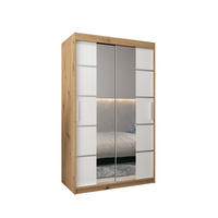 SCHWEBETÜRENSCHRANK 200/120/62 2-türig - Silberfarben/Weiß, Holz/Kunststoff (120/200/62cm) - Abiks Möbel