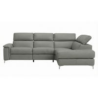 ECKSOFA Avenger Echtleder Perlgrau - Hellgrau, Leder/Metall (271/81/224cm)