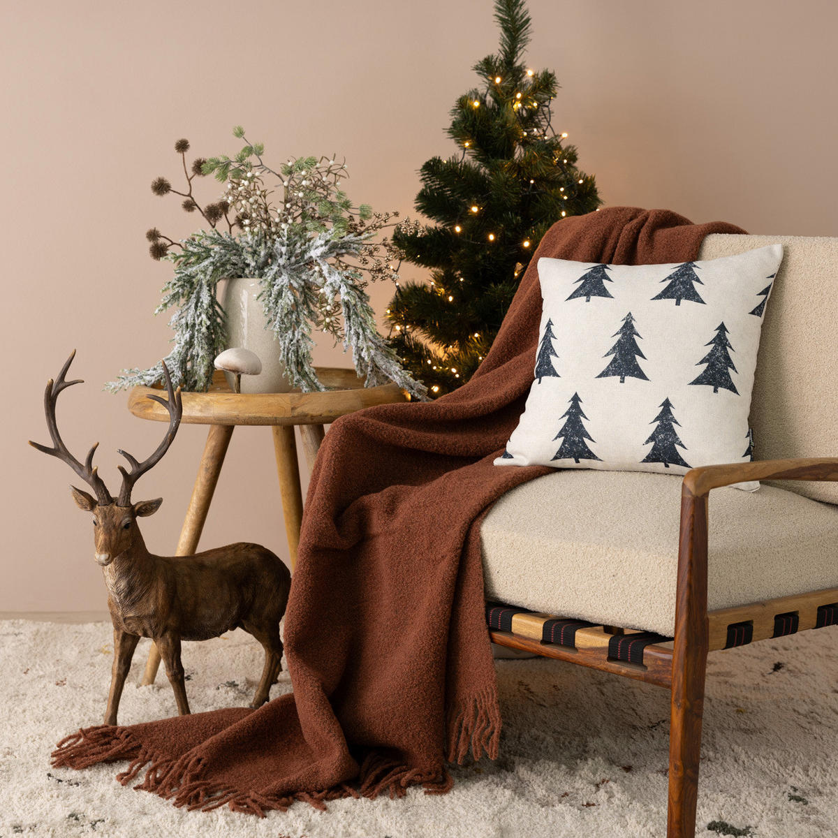 KISSENHÜLLE Evergreen Whimsy 43x43 cm - Weiß, Textil (43/1cm) - Dekoria