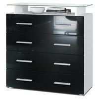 KOMMODE Pavos Schwarz Hochglanz - Schwarz Hochglanz, Holzwerkstoff (76/81/35cm) - Vladon