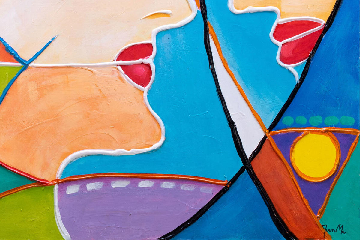 ACRYLBILD HANDGEMALT 87/87 cm - Multicolor, Holz/Textil (87/87cm) - KUNSTLOFT