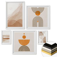 WANDBILDER 5er-Set - 50x50 cm & 20x30 cm & 40x60 cm Weißer Rahmen - Strukturen schattieren Minimalismus - Weiß, Kunststoff (40/60cm) - ArtPrintCave