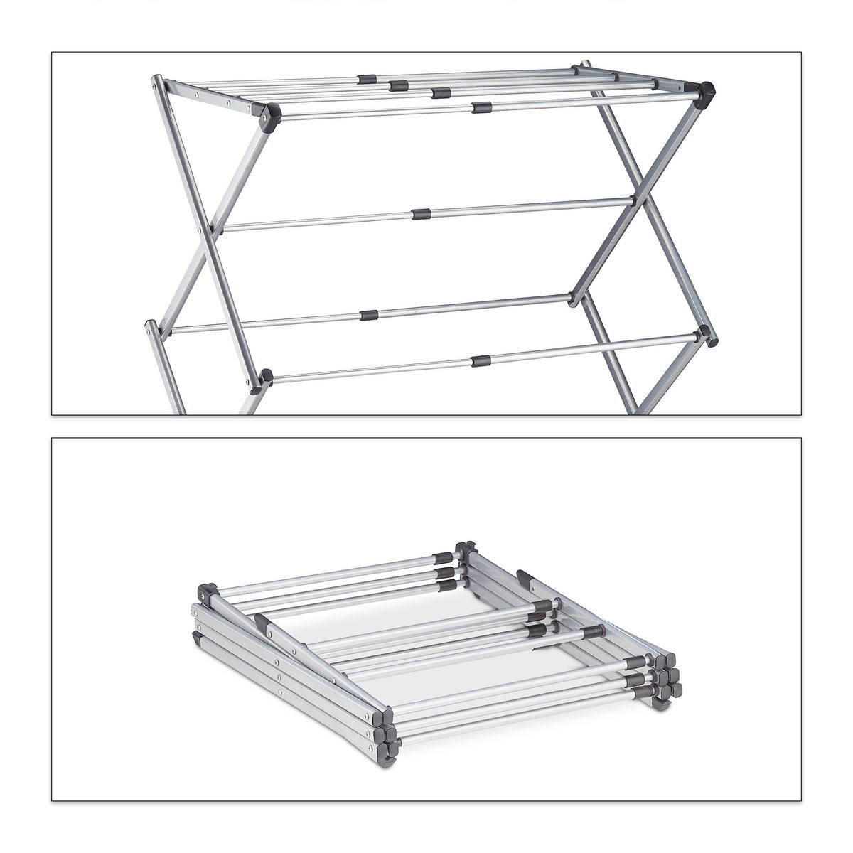 STOJAN na prádlo - sivá, kov/plast (74/106/38cm) - Relaxdays