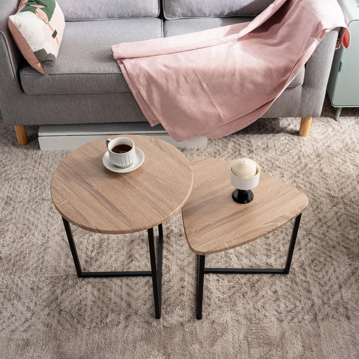 COUCHTISCH aus MDF in Eichenoptik - Eichefarben, Holzwerkstoff (45/45/51cm) - Meubles Cosy