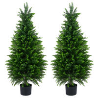 KÜNSTLICHER ZEDERNBAUM mit Topf grün(2er-Set) - Grün, Kunststoff (120cm) - COSTWAY