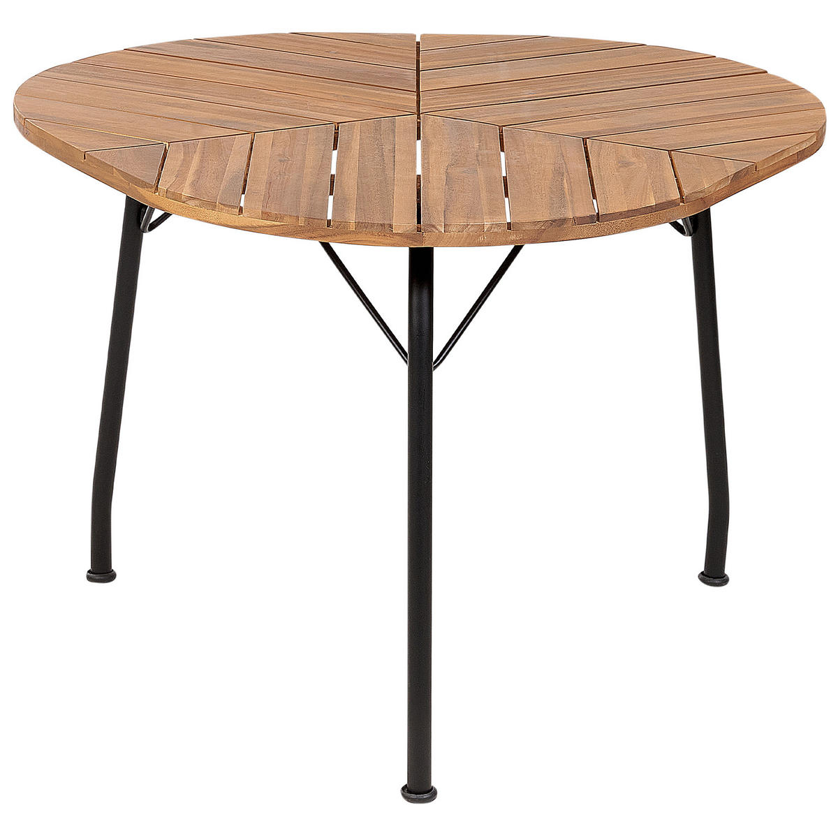 GARTENTISCH Heller Holzfarbton Varenna - Hellbraun/Schwarz, Holz (106/103/74cm) - Beliani