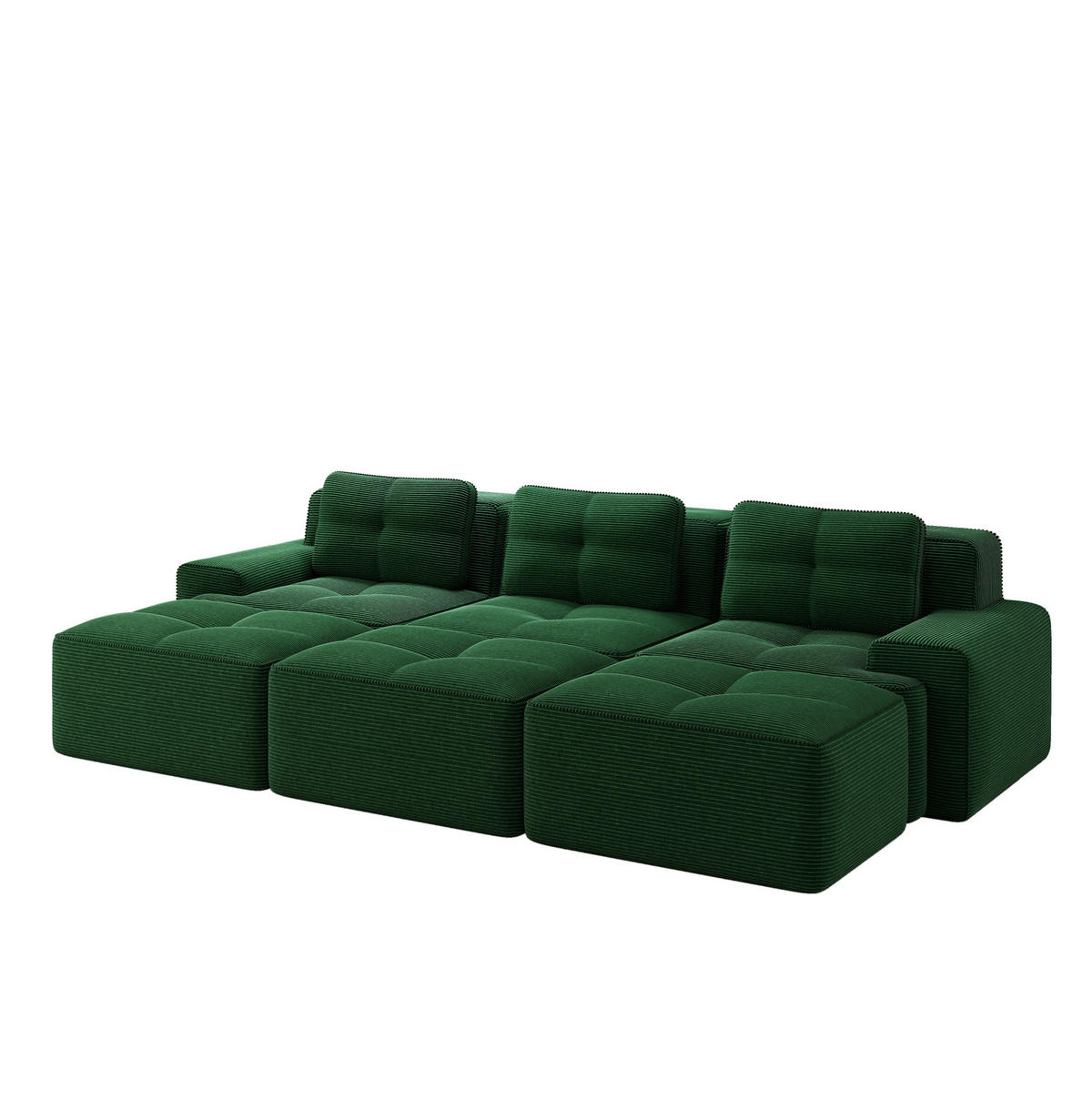 SOFA modular mit Schlaffunktion 74 cm Tiefsitz Cord Green - Grün, Kunststoff (177/69/293cm) - Meubliv