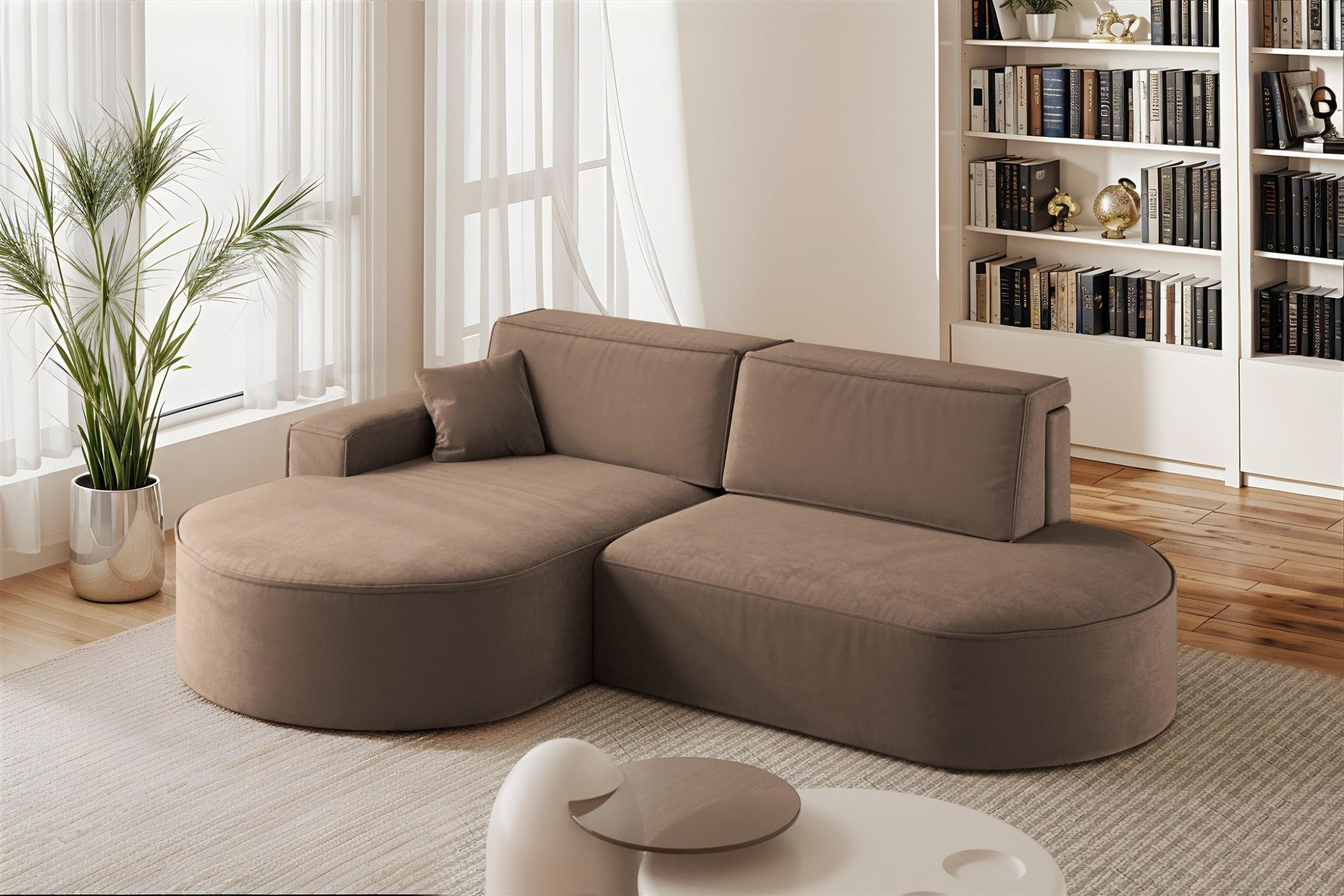 ECKSOFA Venedig Mit Schlaffunktion - Braun, Holzwerkstoff/Textil (278/179cm) - Fun Möbel