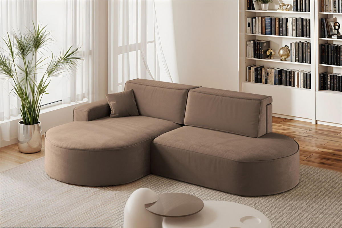 ECKSOFA Venedig Mit Schlaffunktion - Braun, Holzwerkstoff/Textil (278/179cm) - Fun Möbel