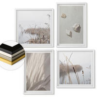 WANDBILDER 4er-Set - 50x50 cm & 40x60 cm Weißer Rahmen - Nahaufnahmen der Struktur im Boho-Stil - Weiß, Kunststoff (50/50cm) - ArtPrintCave
