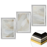 WANDBILDER 3er Set - 40x60 cm Silberner Rahmen - Abstrakter Pinselhintergrund - Silberfarben, Kunststoff (40/60cm) - ArtPrintCave