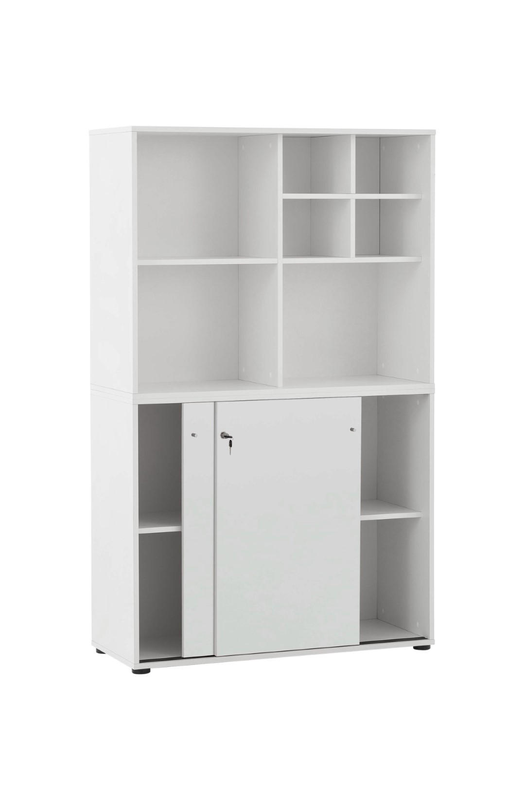 AKTENREGAL Pigeon Set AKTENSCHRANK & REGALKREUZ Breite 100 cm Weiß - Weiß, Holz (100/166/41cm) - PROREGAL