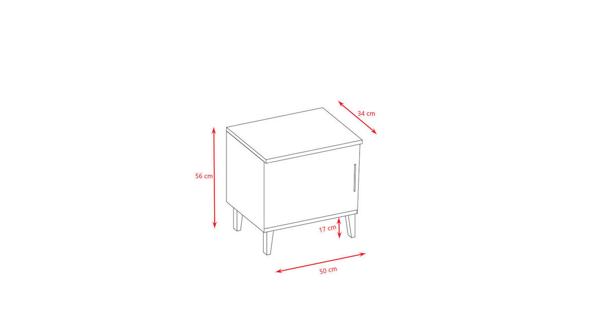 KINDER-NACHTTISCH Kubi 34/50/56 - Weiß, Holzwerkstoff (34/50/56cm) - Kocot Kids