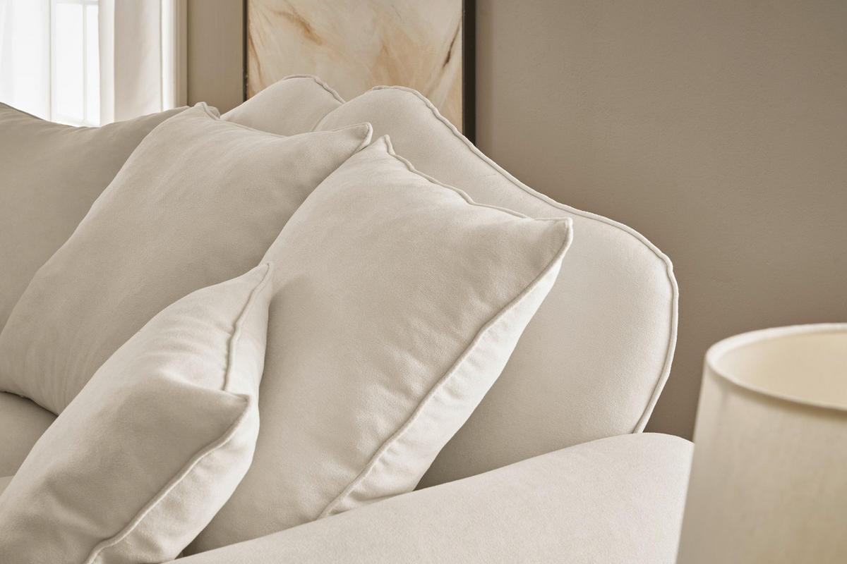 SOFA beige Landhaus, Couch 3-Sitzer 200 cm - Beige, Holz/Textil (200/95/100cm) - Furn.Design