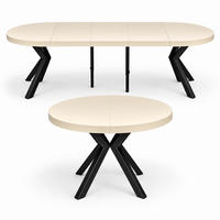 ESSTISCH rund ausziehbar 100/300/76 cm, Kaschmir, 54 cm Tischplatte + X Metallbeine Schwarz - Kaschmir/Schwarz, Holzwerkstoff/Metall (100/300/76cm) - Damale Möbel
