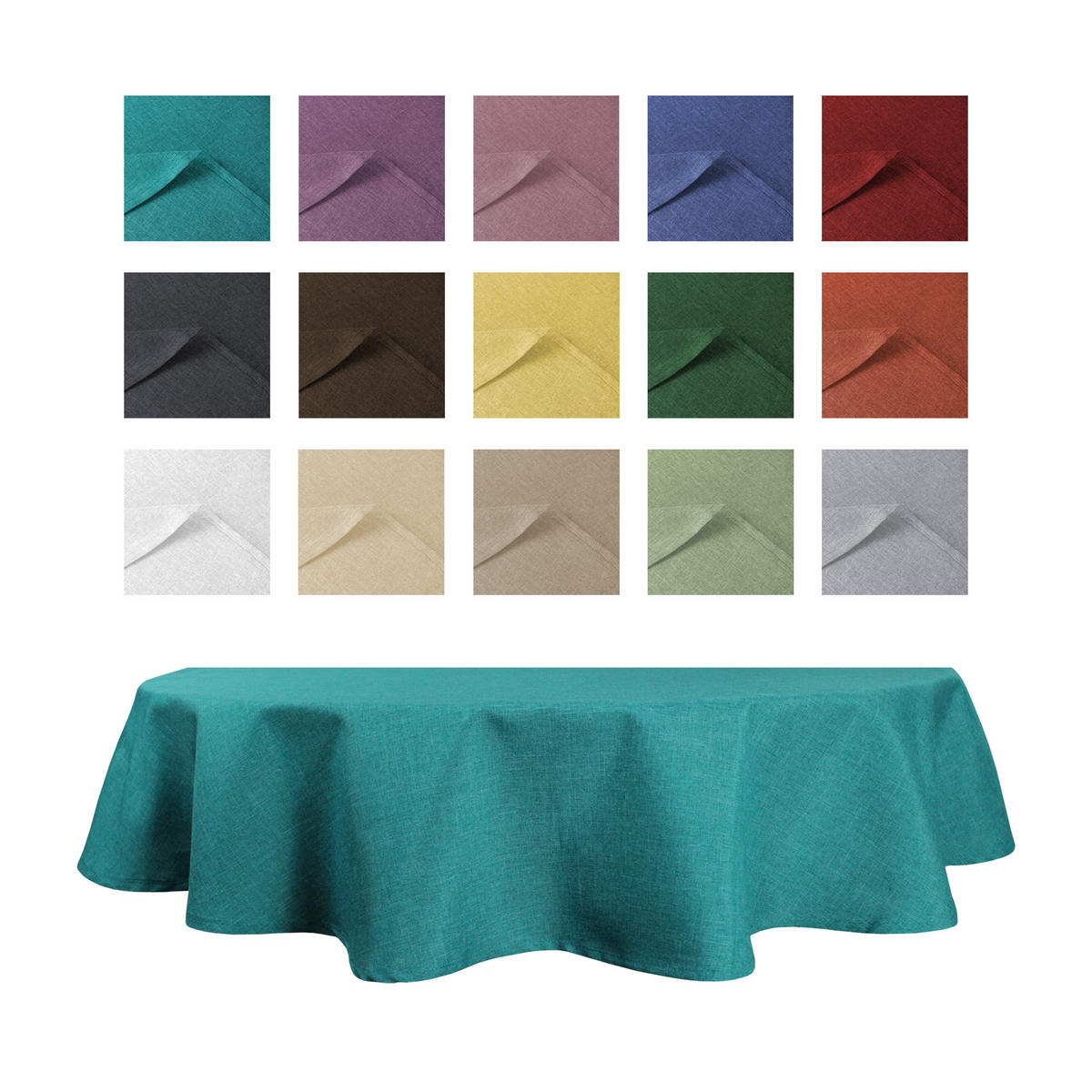 TISCHDECKE Leinenoptik 160/260 cm oval Weiß - Weiß, Textil (160/260cm) - TiborTex