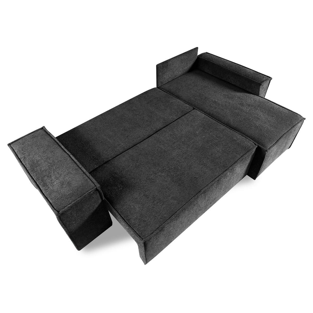 ECKSCHLAFSOFA Colby mit Schlaffunktion und zwei Hockern, universeller Ottomane, Anthrazit - Anthrazit, Textil (265/155cm) - Beautysofa