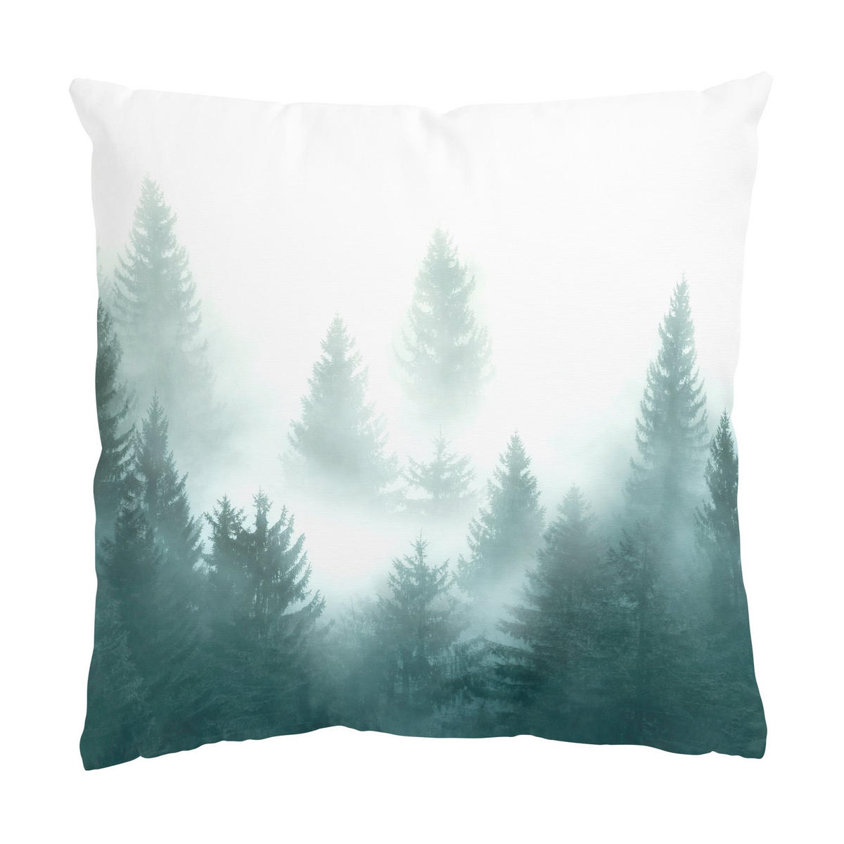 KISSENBEZUG Nadelwald im Nebel 40/40 cm - Eichefarben, Textil (40/40cm) - Bilderwelten