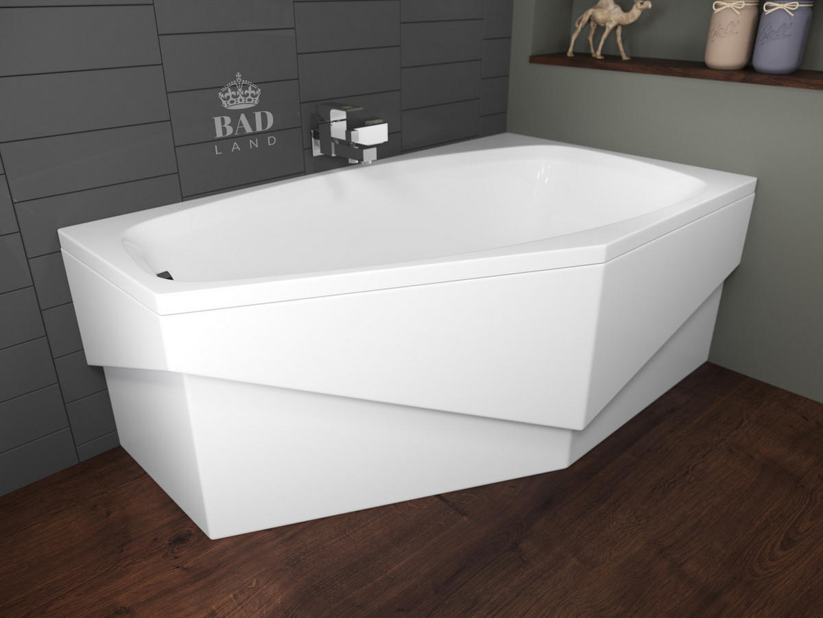 BADEWANNE Eckwanne MARIKA 140/80 Rechts Ablauf & Füße - Weiß, Kunststoff (80/53.5/140cm) - bad land