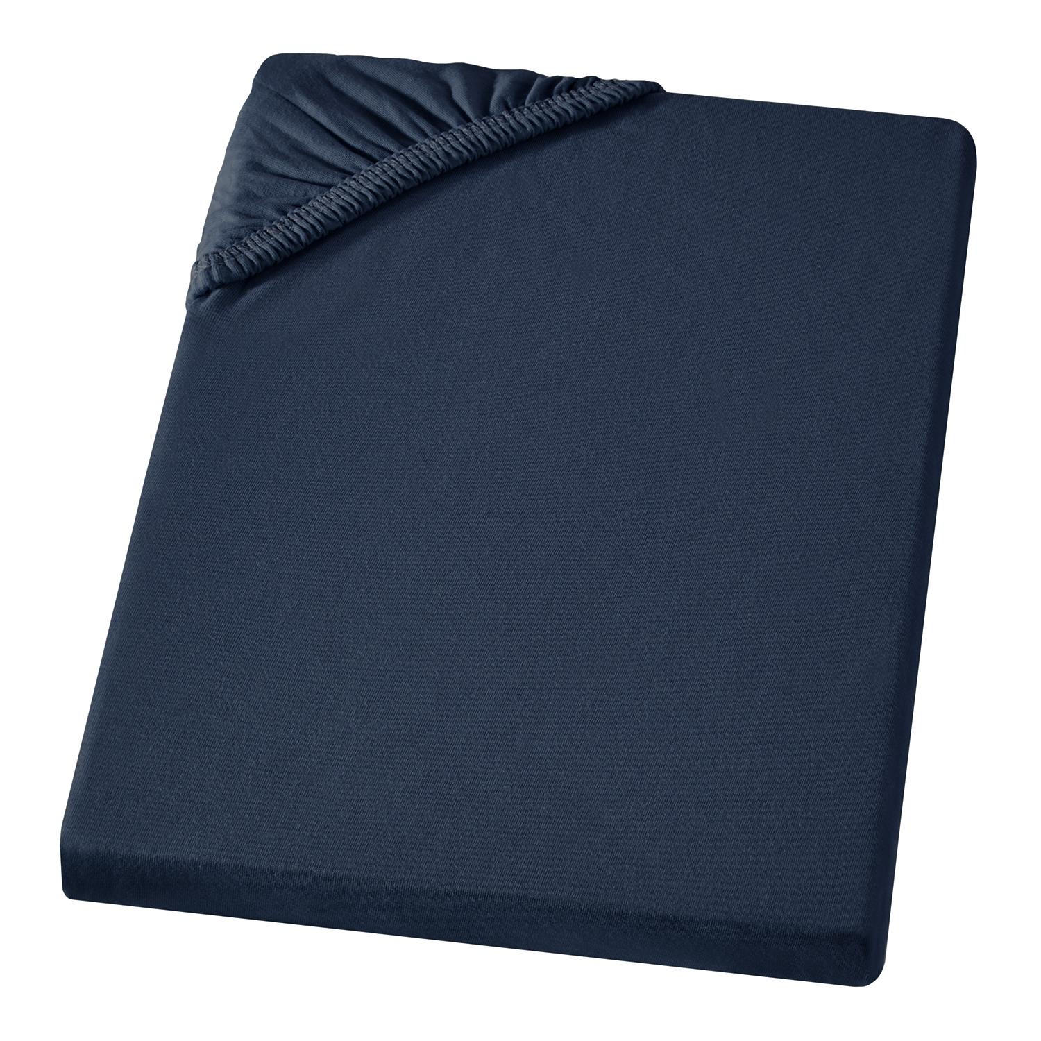 JERSEY-SPANNBETTLAKEN 140x200 - 160x200 Feine Bettlaken aus 100% Baumwolle, Spannbetttuch Laken Uni Dunkel-Blau Marine - Dunkelblau, Textil (140/200cm) - Carpe Sonno