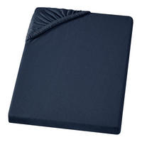 MAKO-JERSEY-BETTLAKEN 180x200 - 200x200 Feine Spannbettlaken aus 100% Baumwolle, Spannbetttuch Laken Uni Dunkel-Blau Marine - Dunkelblau, Textil (200/200cm) - Carpe Sonno