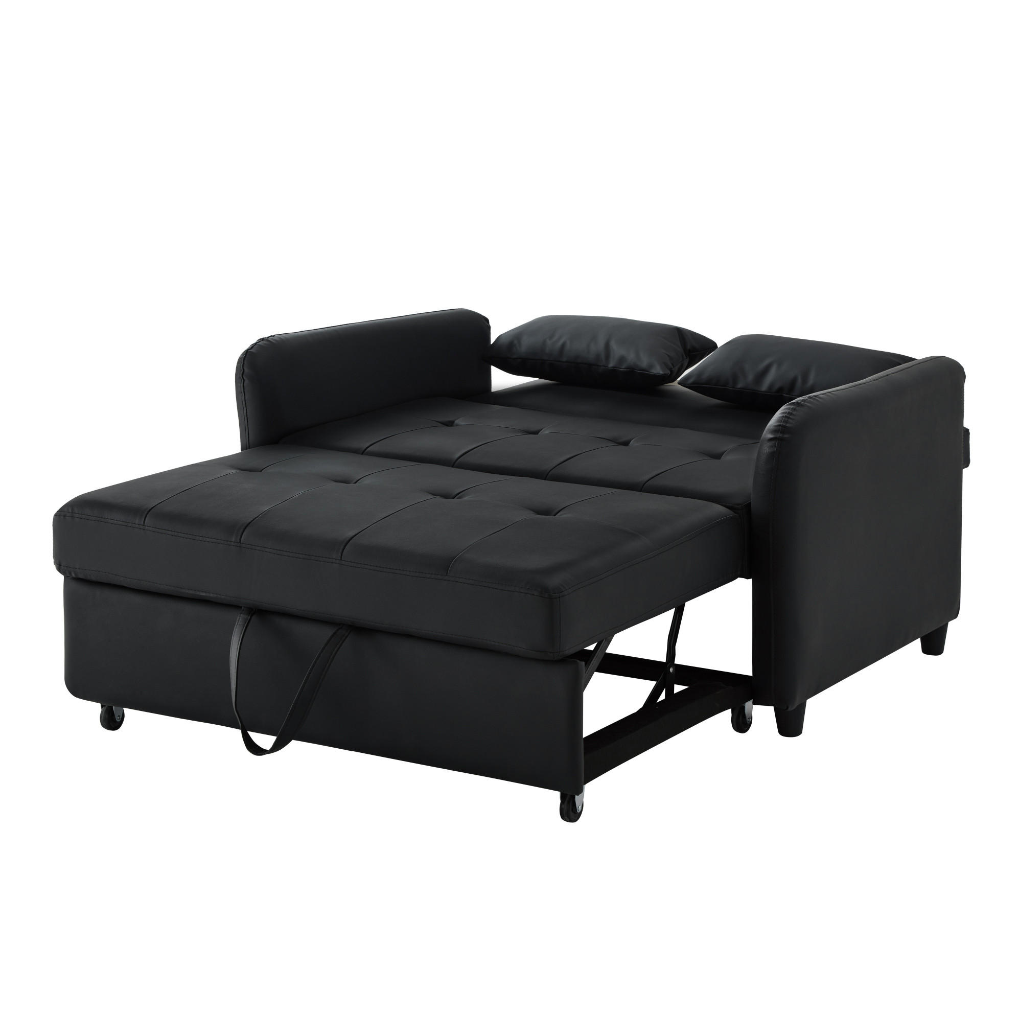 OKWISH ROZKLÁDACÍ pohovka 156/100 cm antická černá z pěny a polyuretanu s polohovatelnou opěrkou
