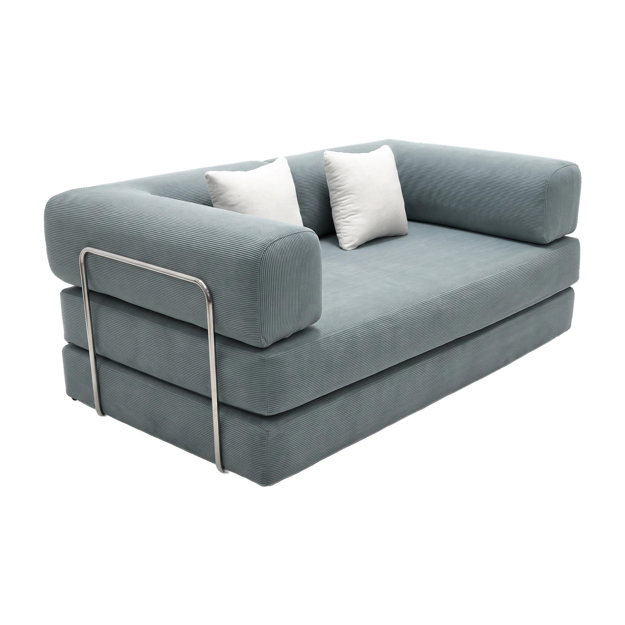 SCHLAFSOFA Kaia Salbei Weiß Samt - Salbeigrün, Textil (180/70/100cm) - COCO Living