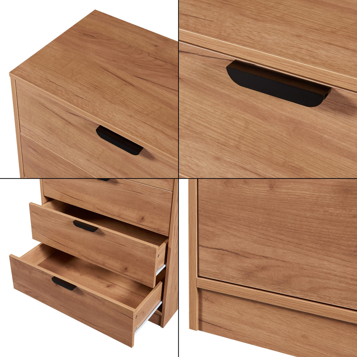 KOMMODE Varkaus - Eichefarben, Holzwerkstoff (70/90/40cm) - [en.casa]